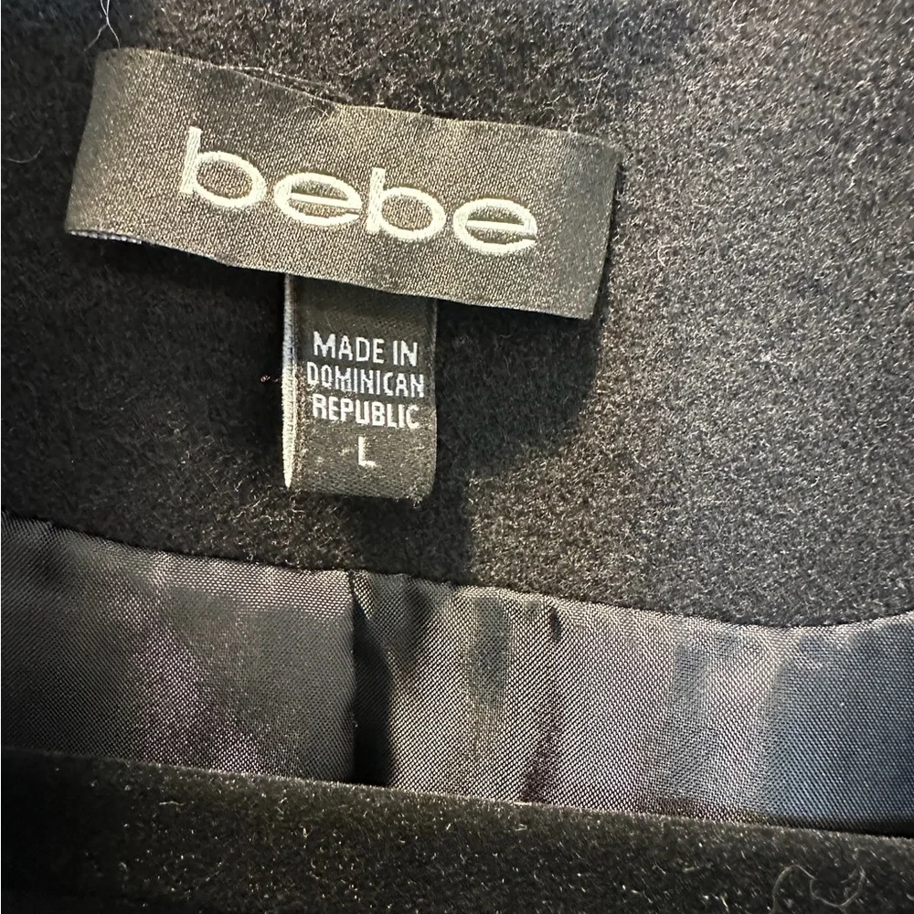 Bebe Black Double-Breasted Women's Pea coat size large - Picture 3 of 8